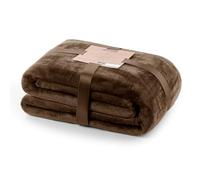 DecoKing Manta Polar de Microfibra 160x210 cm Suave y cálida Monocolor Mic Marrón Chocolate