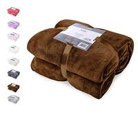 DecoKing Manta Polar de Microfibra 200x220 cm Suave y cálida Monocolor Mic Marrón Chocolate