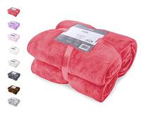 DecoKing Manta Polar de Microfibra 200x220 cm Extra Suave y cálida Monocolor Mic Rojo