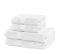 DecoKing Marina - Juego de 4 toallas de mano (525 g/m², 2 toallas de mano de 50 x 100 cm y 2 toallas de baño de 70 x 140 cm), color blanco