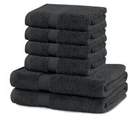 DecoKing Marina - Juego de 6 toallas de mano (525 g/m², 4 toallas de mano de 50 x 100 cm y 2 toallas de baño de 70 x 140 cm), color gris antracita