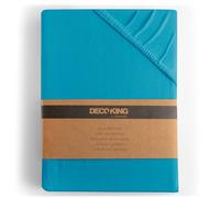 Decoking 135x190-140x200 cm 100% Algodón Peinado Sábana Bajera Ajustable Jersey Cian Amber Collection