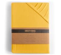 DecoKing 135x190-140x200 cm 100% Algodón Peinado Sábana Bajera Ajustable Jersey Naranja Amber Collection