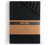 DecoKing 135x190-140x200 cm 100% Algodón Peinado Sábana Bajera Ajustable Jersey Negro Amber Collection