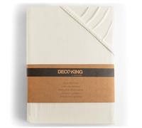 DecoKing Sábana Bajera Ajustable 200x200-200x220 cm 100% Algodón Peinado Jersey Suave Sabana 200x200cm - 200x220cm Ecru Amber