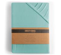 DecoKing Sábana Bajera Ajustable 200x220-220x240 cm 100% Algodón Peinado Jersey Suave Sabana 200x220cm - 220x240cm Turquesa Claro Amber