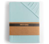 DecoKing Sábana Bajera Ajustable 200x220-220x240 cm 100% Algodón Peinado Jersey Suave Sabana 200x220cm - 220x240cm Azul Claro Amber