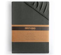 DecoKing Sábana Bajera Ajustable 200x220-220x240 cm 100% Algodón Peinado Jersey Suave Sabana 200x220cm - 220x240cm Grafito Amber