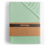 DecoKing Sábana Bajera Ajustable 200x220-220x240 cm 100% Algodón Peinado Jersey Suave Sabana 200x220cm - 220x240cm Menta Amber