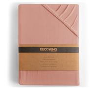DecoKing Sábana Bajera Ajustable 200x220-220x240 cm 100% Algodón Peinado Jersey Suave Sabana 200x220cm - 220x240cm Salmón Amber