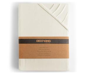 DecoKing Sábana Bajera Ajustable 80x200-90x200 cm 100% Algodón Peinado Jersey Suave Sabana 80x200cm - 90x200cm Ecru Amber