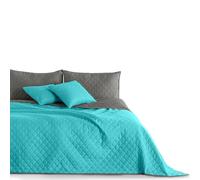DecoKing Turquesa Acero Gris Colcha Reversible Doble Pespunte Fácil Turquoise Steel Axel, Poliéster, 240x260 cm