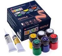 Decola Set Pintura Textil Acrilica | 5x20ml + 2x18 ml +1 Colores por Ropa Resistentes En Lavadora | Hechos da Nevskaya Palitra