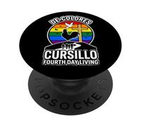 DeColores Cursillo Rainbow Gallo Católico PopSockets PopGrip Adhesivo