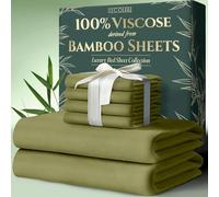 DECOLURE Sábanas 100 % viscosa derivada de bambú, tamaño King, 6 piezas, ultra suaves y lujosamente refrescantes, bolsillo profundo de 17 pulgadas, doble costura, perfectas para personas que duermen