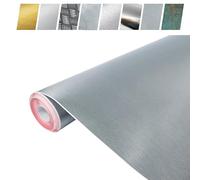 DecoMeister Papel Autoadhesivo Aluminio Cepillado Liso Para Armarios Lámina Adhesiva Efecto Metálico Para Cocina Muebles Vinilo Permanente Para Puertas Paredes Película Para Forrar Rollo 67,5 x 100 cm