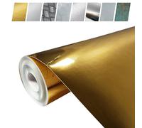 DecoMeister Papel Autoadhesivo Dorado Para Armarios Lámina Adhesiva Efecto Metálico Para Cocina Muebles Vinilo Permanente Decorativo Para Puertas Mesas Paredes Película Para Forrar Rollo 45 x 100 cm