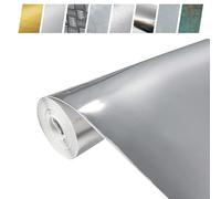 DecoMeister Papel Autoadhesivo Plata Para Armarios Lámina Adhesiva Efecto Metálico Para Cocina Muebles Vinilo Permanente Decorativo Para Puertas Mesas Paredes Película Para Forrar En Rollo 45 x 100 cm