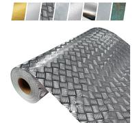 DecoMeister Papel Autoadhesivo Plateado Para Armarios Lámina Adhesiva Efecto Chapa Metálica Para Cocina Muebles Vinilo Permanente Decorativo Para Puertas Paredes Película Para Forrar Rollo 45 x 100 cm