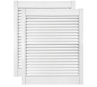 DecoMeister Puerta de Celosia Tipo Persiana Blanca con Marco de Madera Maciza de Pino Frente de Mueble Imprimado con Lamas Listones Abiertos de Dimensiones 594x720 mm Juego de Dos Piezas