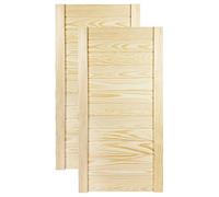 DecoMeister Puerta de Lamas con Tablones de Estructura Cerrada de Madera Maciza de Pino Sin Tratar Para Armarios Estanterías Frente de Mueble de Dimensiones 394x766 mm Juego de Dos Piezas