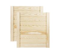 DecoMeister Puerta de Lamas con Tablones de Estructura Cerrada de Madera Maciza de Pino Sin Tratar Para Armarios Estanterías Frente de Mueble de Dimensiones 444x474 mm Juego de Dos Piezas
