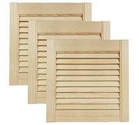 DecoMeister Puerta de Lamas Tipo Persiana de Lumbrera de Celosía de Madera Maciza de Pino Para Armarios Frente de Mueble con Listones Abiertos de Dimensiones 394x395 mm Juego de Tres Piezas