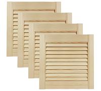 DecoMeister Puerta de Lamas Tipo Persiana de Lumbrera de Celosía de Madera Maciza de Pino Para Armarios Frente de Mueble con Listones Abiertos de Dimensiones 394x395 mm Juego de Cuatro Piezas