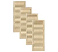 DecoMeister Puerta de Lamas Tipo Persiana de Lumbrera de Celosía de Madera Maciza de Pino Para Armarios Frente de Mueble con Listones Abiertos de Dimensiones 394x993 mm Juego de Cuatro Piezas
