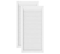 DecoMeister Puertas de Lamas Madera 494x993 mm - Pack de 2 Blanco | Puerta interior de Armario de láminas con ventilación Abierta, Hoja de Pino de Madera Natural para Bricolaje, Grosor 21 mm