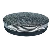 DecoMeister Ribete para Alfombras 4cm x 10m - Cinta de Espiga de Poliéster para Coser - Cinta Bies para Bordes de Alfombra, Reparación de Moqueta y Manualidades DIY - Negro/Gris