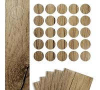 DecoMeister Tapas Adhesivas para Tornillos Agujeros Tapones para Muebles Madera Tapa Embellecedora Pegatinas para Tapar Armario Escritorio Patrón Roble Grand Natural Ø 14mm Juego de 125 Piezas