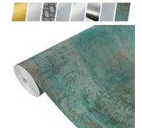DecoMeister Vinilo Adhesivo Efecto Metal Oxidado Para Muebles Puertas Papel Autoadhesivo Metálico Para Armarios Cocina Mesa Lámina Decorativa Marrón Verde Para Hogar Para Forrar En Rollo 45 x 50 cm