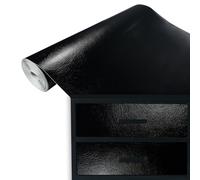 DecoMeister Vinilo Adhesivo Imitación de Cuero Negro Papel Para Muebles Autoadhesivo Lámina Decorativa Para Forrar Pelicula Para Cocina Pared Armario En Rollo 45 x 100 cm Por Metros
