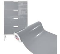 DecoMeister Vinilo Adhesivo Muebles Gris Brillo Papel Decorativo Autoadhesivo Para Forrar Encimera Cocina Lámina Impermeable Para Exterior Puerta Pegatina Para Armario Mesa En Rollo 50 x 400 cm