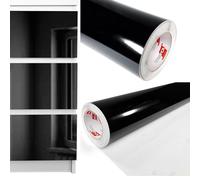 DecoMeister Vinilo Adhesivo Muebles Negro Brillo Papel Decorativo Autoadhesivo Para Forrar Encimera Cocina Lámina Impermeable Para Exterior Puerta Pegatina Para Armario Mesa En Rollo 100 x 600 cm