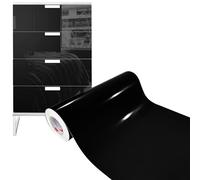 DecoMeister Vinilo Adhesivo Muebles Negro Brillo Papel Decorativo Autoadhesivo para Forrar Encimera Cocina Lámina Impermeable para Exterior Puerta Pegatina para Armario Mesa En Rollo 50 x 100 cm