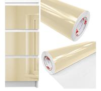 DecoMeister Vinilo Adhesivo para Muebles 100x250 cm - Papel Decorativo Autoadhesivo Lavable para Cocina y Baño - Película Impermeable y Termoformable para Renovar Armarios - Beige Brillante