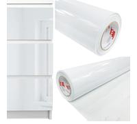 DecoMeister Vinilo Adhesivo para Muebles 100x250 cm - Papel Decorativo Autoadhesivo Lavable para Cocina y Baño - Película Impermeable y Termoformable para Renovar Armarios - Blanco Brillante