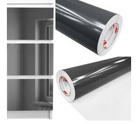 DecoMeister Vinilo Adhesivo para Muebles 100x250 cm - Papel Decorativo Autoadhesivo Lavable para Cocina y Baño - Película Impermeable y Termoformable para Renovar Armarios - Gris Grafito Brillante