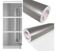 DecoMeister Vinilo Adhesivo para Muebles 100x300 cm - Papel Decorativo Autoadhesivo Lavable para Cocina y Baño - Película Impermeable y Termoformable para Renovar Armarios - Plata Brillante