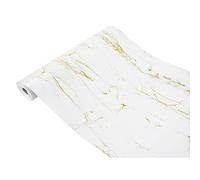 DecoMeister Vinilo Adhesivo para Muebles 67,5x740 cm - Papel Decorativo con Efecto Piedra para Cocina, Armarios y Mesa - Lámina Autoadhesiva Termoformable, Impermeable y Lavable - Mármol Blanco Oro