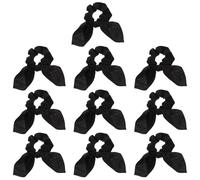 DECOMELODY 10 Piezas de Lazos Cabello de Satén Estilo de Orejas de Conejo para Mujeres, Elásticos Resistentes Que Mantienen el Peinado en Su Lugar, Color Negro