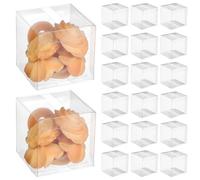 DECOMELODY 100 Piezas Unidades Cajas Plásticas Transparentes para Dulces Cajas Cuadradas para Fiestas Contenedores Individuales para Macarons Pasteles y Cupcakes Diseño Ligero y Seguro para