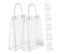 DECOMELODY 12 piezas Bolsas de Regalo Transparentes con Asas de Plásticas Reutilizables para Fiestas Bodas Cumpleaños y Eventos Prácticas y Sostenibles