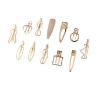 DECOMELODY 12piezas Pinzas de Metal para Cabello Variadas Formas como Gota de Agua Corazón y Cuadrado para Niñas y Mujeres Uso Diario Peinados Varios estilos
