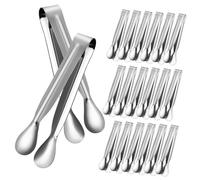 DECOMELODY 18 piezas Pinzas Inoxidable de Mini Pinzas para Servir Tongs para Ensaladas y Aperitivos de Utensilios de Cocina Versátiles para Hielo Pastas