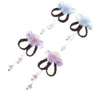 DECOMELODY 2 Pares Flower Hair Clips With Braided Wigs And Tassels Elegant Floral Barrettes For Traditional Chinese Style For Hanfu Festivals And School Events