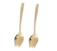 DECOMELODY 2 piezas Cubertería de Acero Inoxidable Spork Multifuncional para Ensalada Pasta y Postres Cucharas Largas Aptas para Lavavajillas Cubiertos Portátiles para Hogar y Exteriores