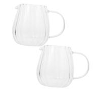 DECOMELODY 2 Piezas Jarra de Leche de Vidrio con Diseño de Rayas para Bebidas Frías y Calientes para Fiestas y Decoración de Mesa Contenedor Portátil para Café y Jugos